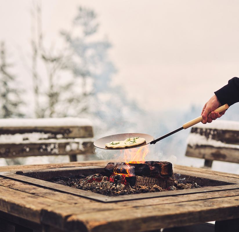 Campfire frying pan, foldable Hot-rolled steel