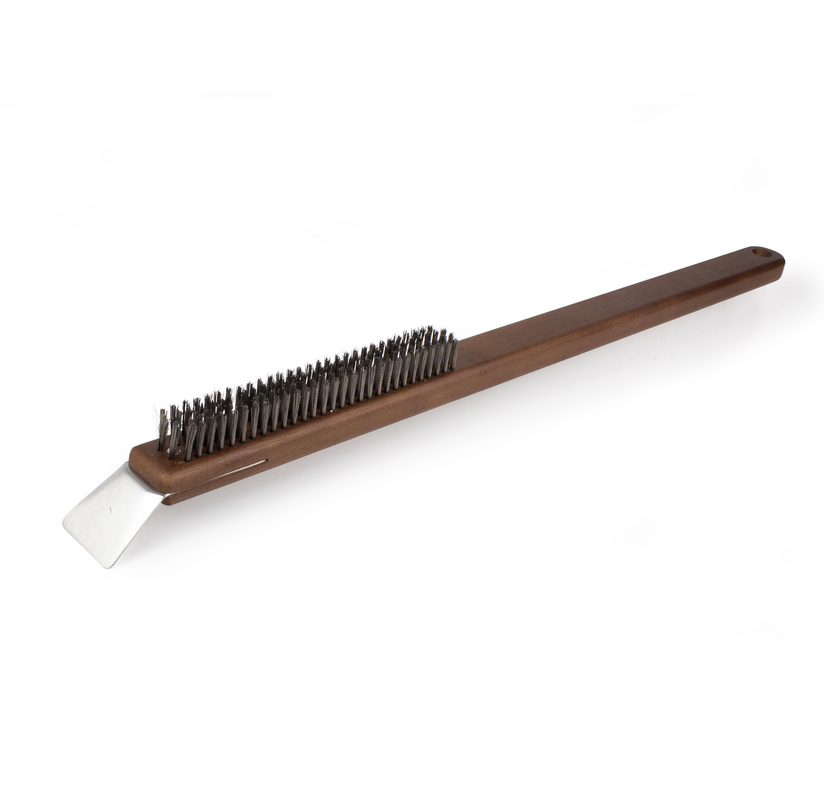 Pizza brush with scraper