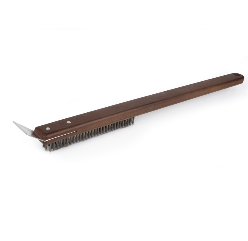 Pizza brush with scraper