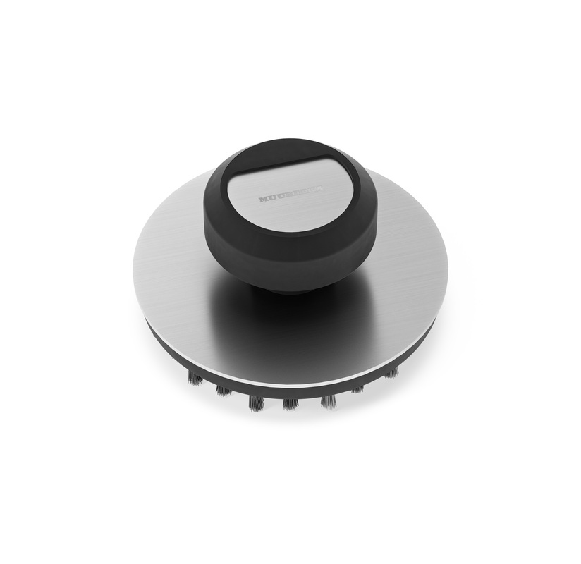 Grill and Pan brush, round Stainless steel/ash