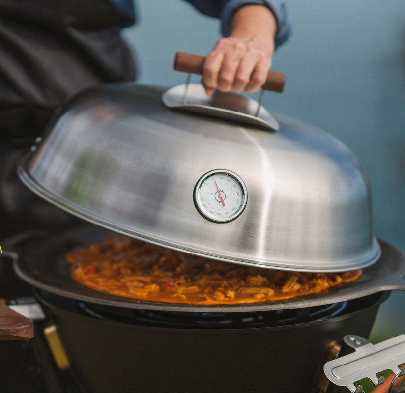 Lid with termometer Stainless steel 48 cm